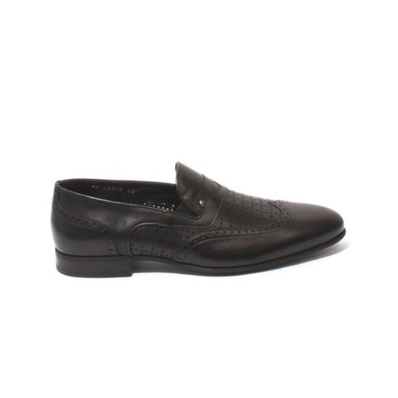 ROBERTO SERPENTINI 44926 Black Leather Slip On Oxfords Shoes main image 5